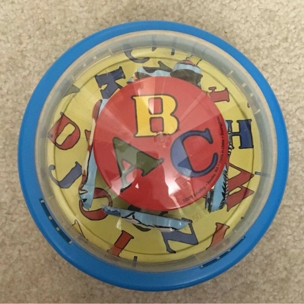 Schylling Baby Tin Chime Ball Blue ABC Animals 6.5" Diameter Sensory Toy 2010